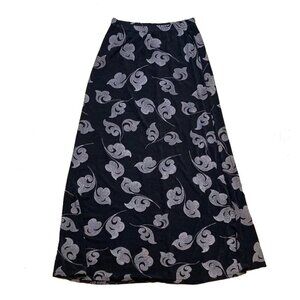 Vintage Can’t Miss Black and Gray Floral Long Stretchy Skirt  Women’s Medium
